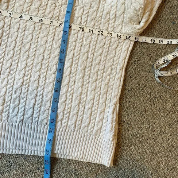 VTG Y2K Faded Glory Original Cotton Sweater Chunky Cable Knit 3/4 Sleeve Women M - Picture 2 of 8